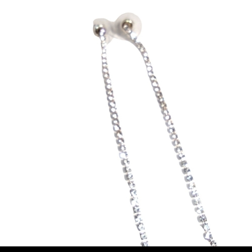 Silver Single Strand 5" Rhinestone Earrings NWOT